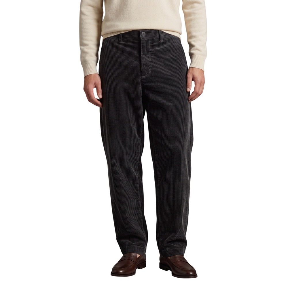COS Mens Corduroy Straight Leg Trousers Charcoal Cotton Minimalist $149